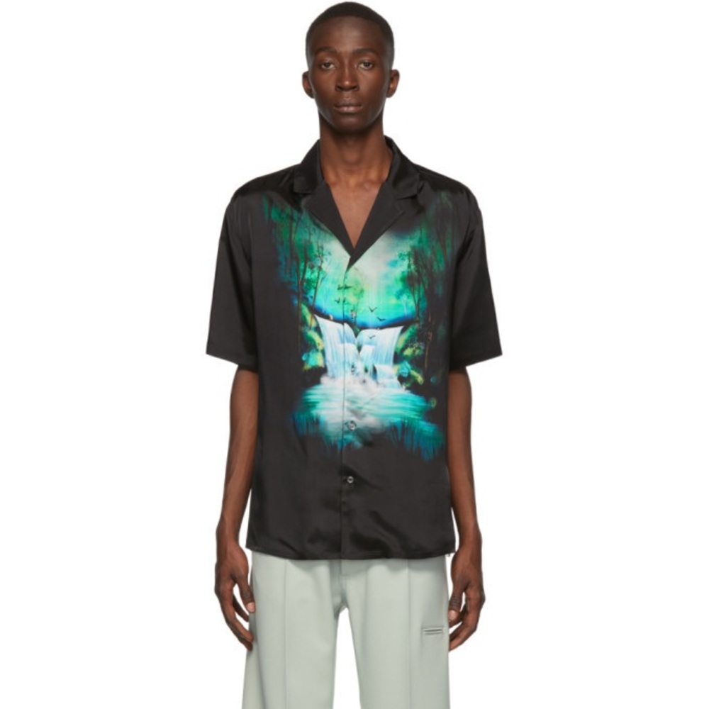Off White Black Waterfall Print Men's Shirt